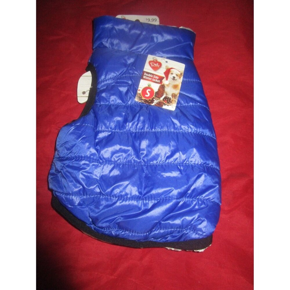 Pet Central Blue Double Side Dog Coat Winter Jacket Coat Size S Small